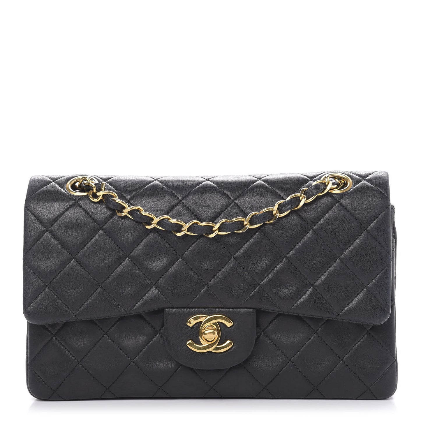 Lambskin Quilted Small Double Flap Black