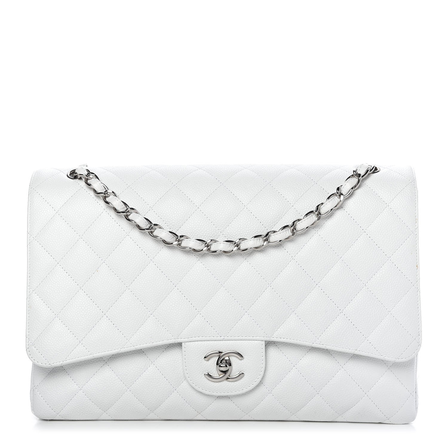 Chanel Caviar Quilted Maxi Single Flap White 1 of 9