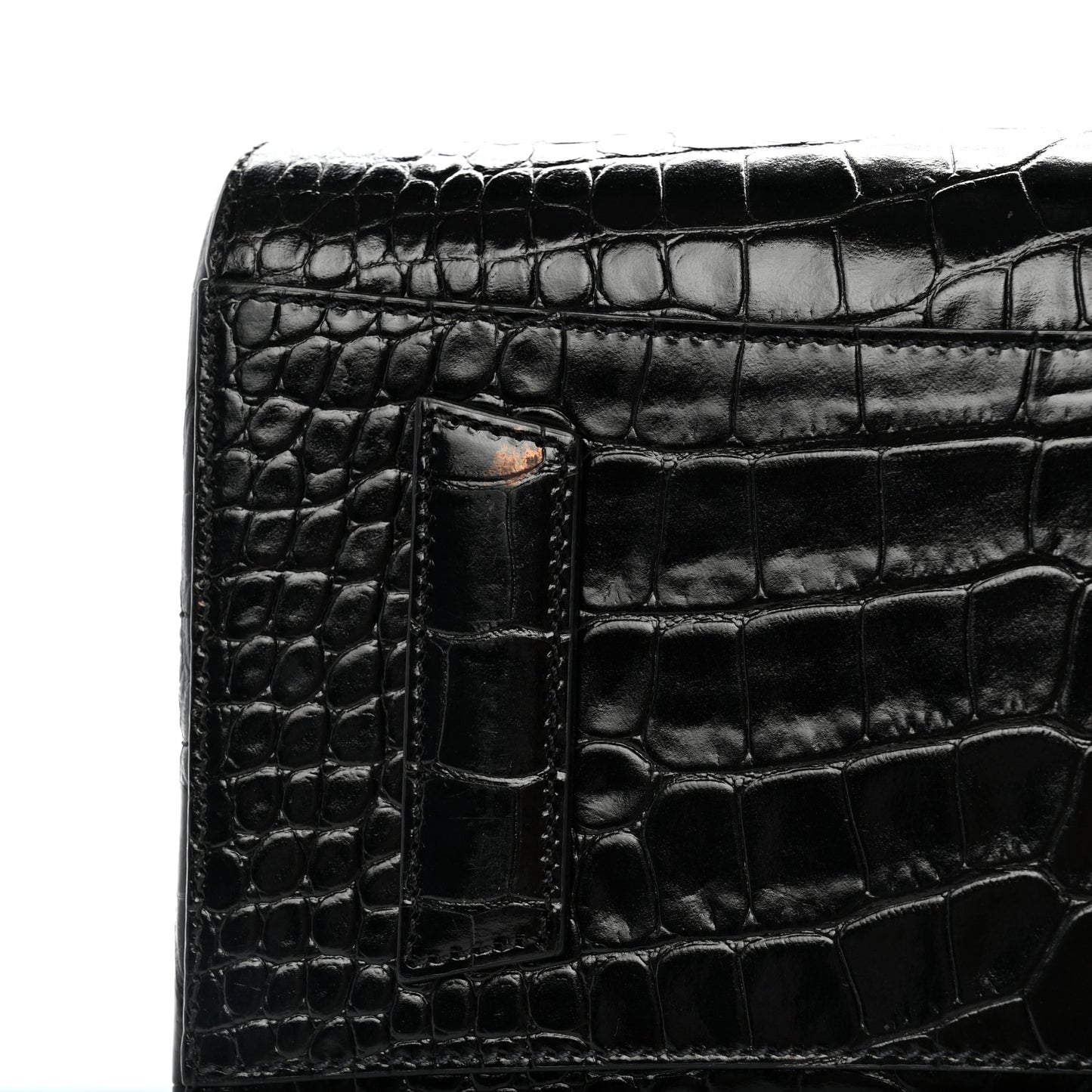 Calfskin Crocodile Embossed Small Antigona Black