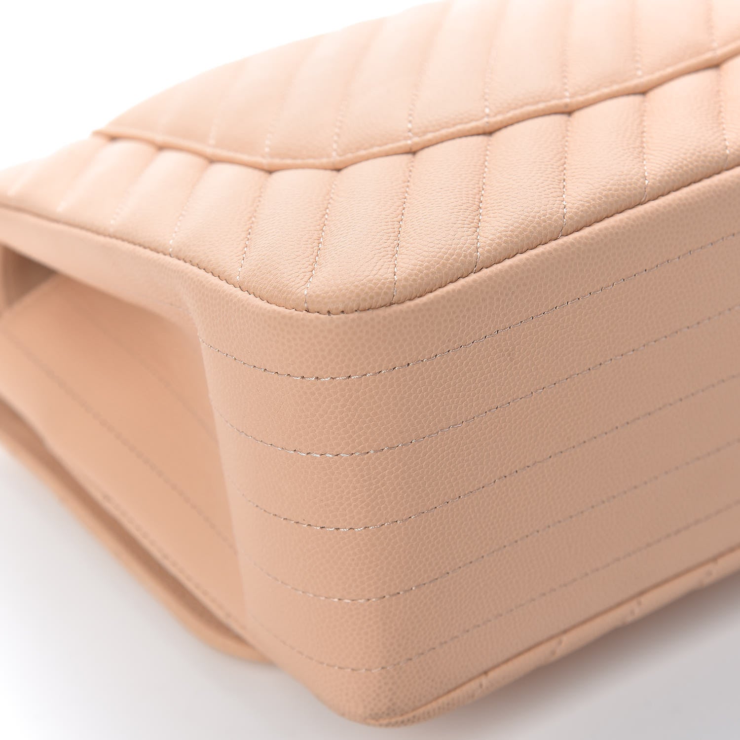 Chanel Caviar Chevron Quilted Jumbo Double Flap Beige 13 of 13