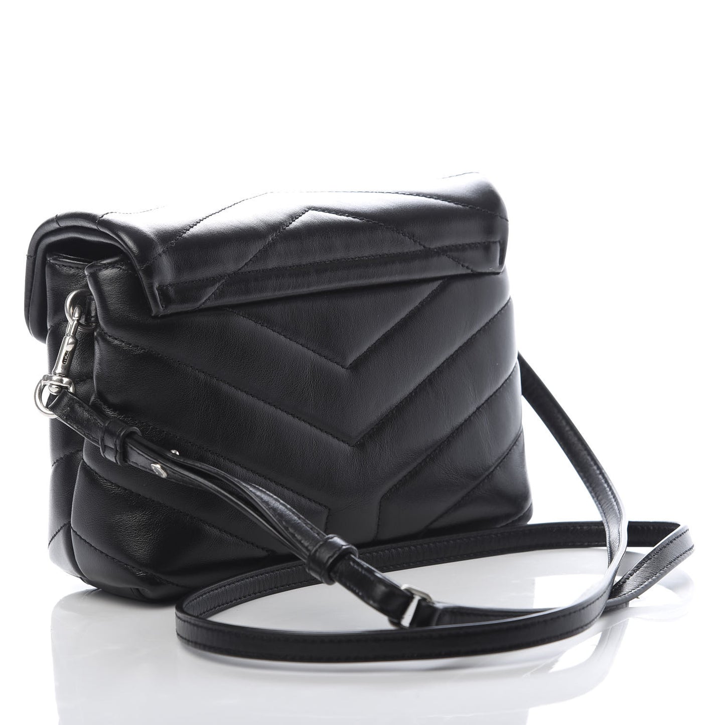 Calfskin Y Quilted Monogram Toy Loulou Crossbody Bag Black