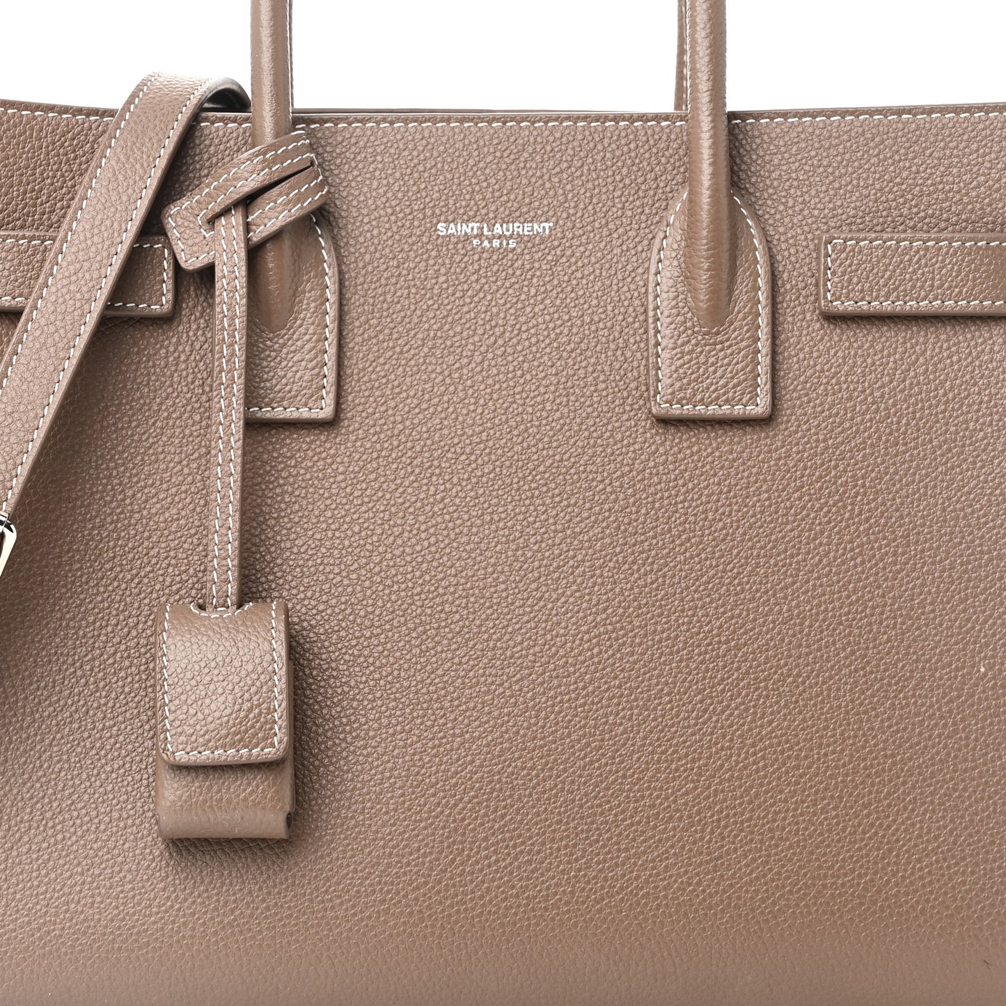 Grained Calfskin Topstich Baby Sac De Jour Taupe