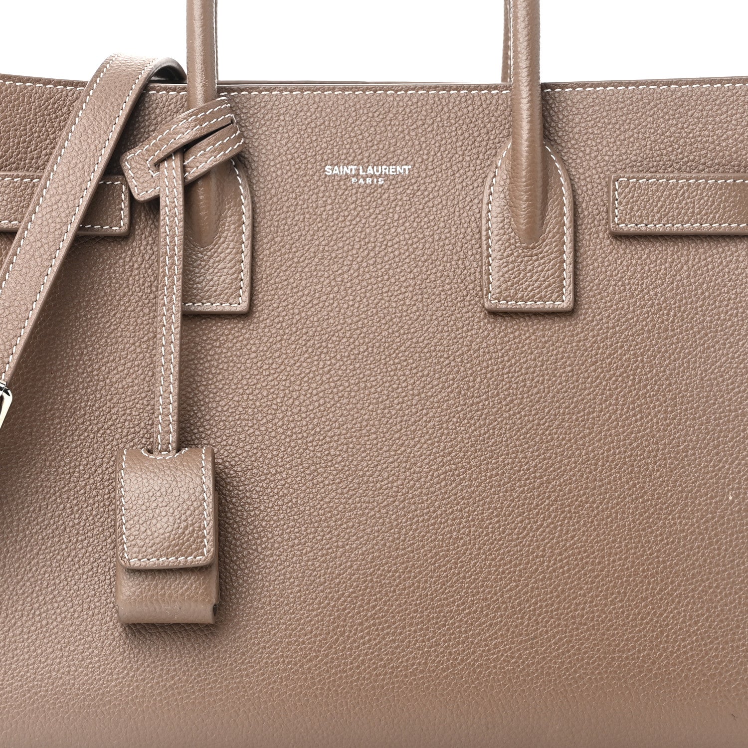 Saint Laurent Grained Calfskin Topstich Baby Sac De Jour Taupe 7 of 9