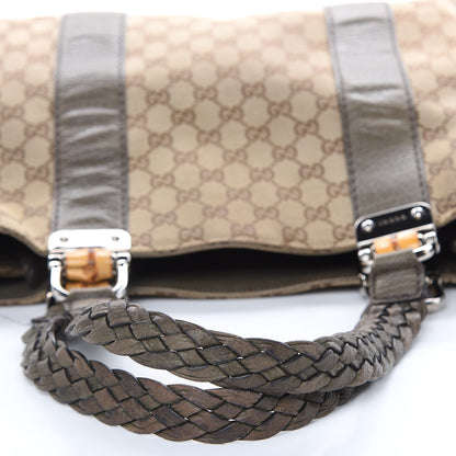 Gucci Monogram Medium Bamboo Bar Tote Olive 13 of 16