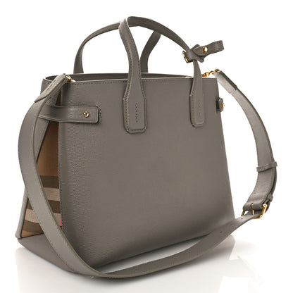 Burberry Grainy Calfskin House Check Medium Banner Tote Taupe Brown 2 of 8