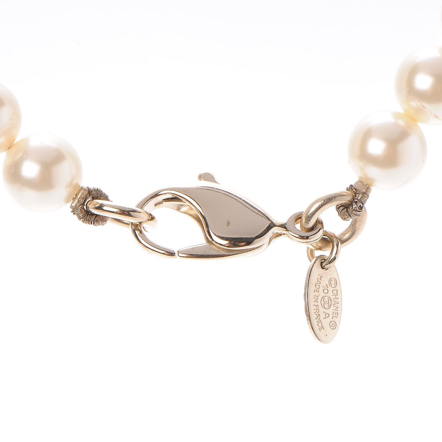 Pearl Baguette Crystal CC Long Necklace Gold