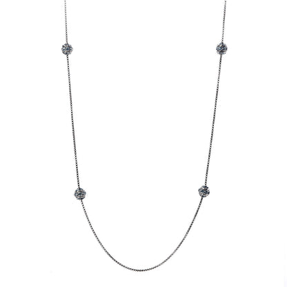 David Yurman Sterling Silver 18K White Gold Blue Topaz Orb Station Necklace 1 of 5