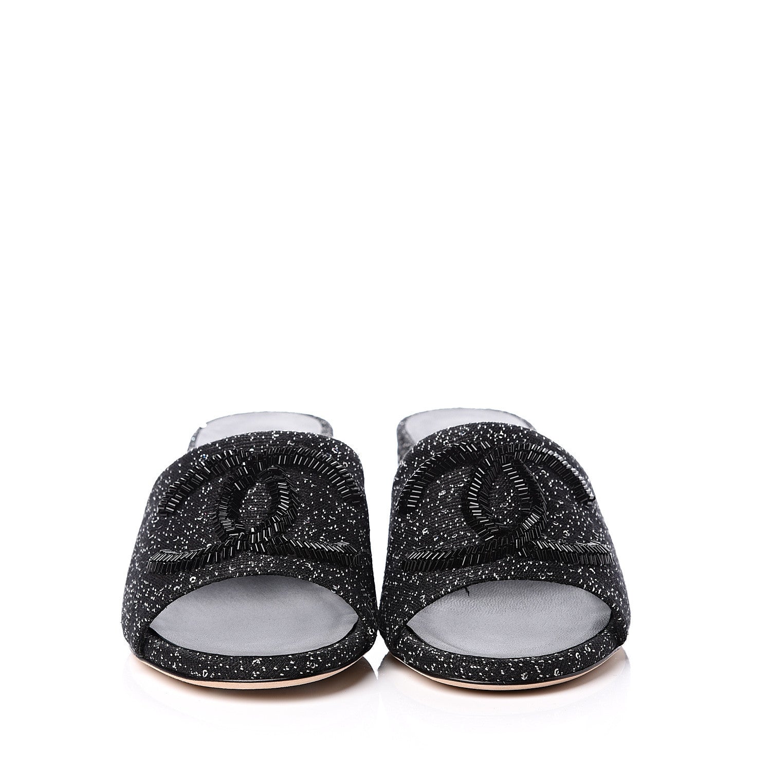 Chanel Tweed CC Mules 36 Black White 3 of 11