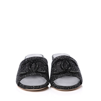 Chanel Tweed CC Mules 36 Black White 3 of 11