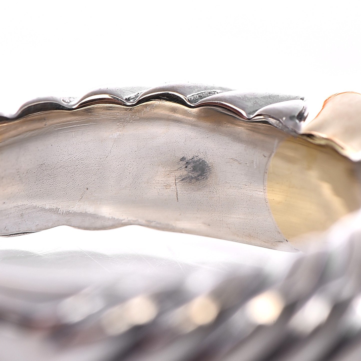 Sterling Silver 18K Yellow Gold Pearl Cable Ring 6