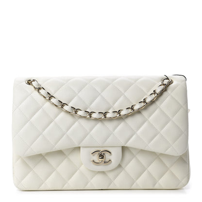 Chanel Caviar Quilted Jumbo Double Flap White 1 of 11