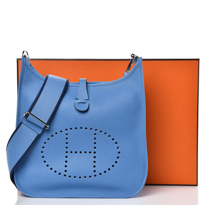 Hermes Taurillon Clemence Amazone Evelyne III PM Bleu Paradis Bleu Saphir 9 of 9