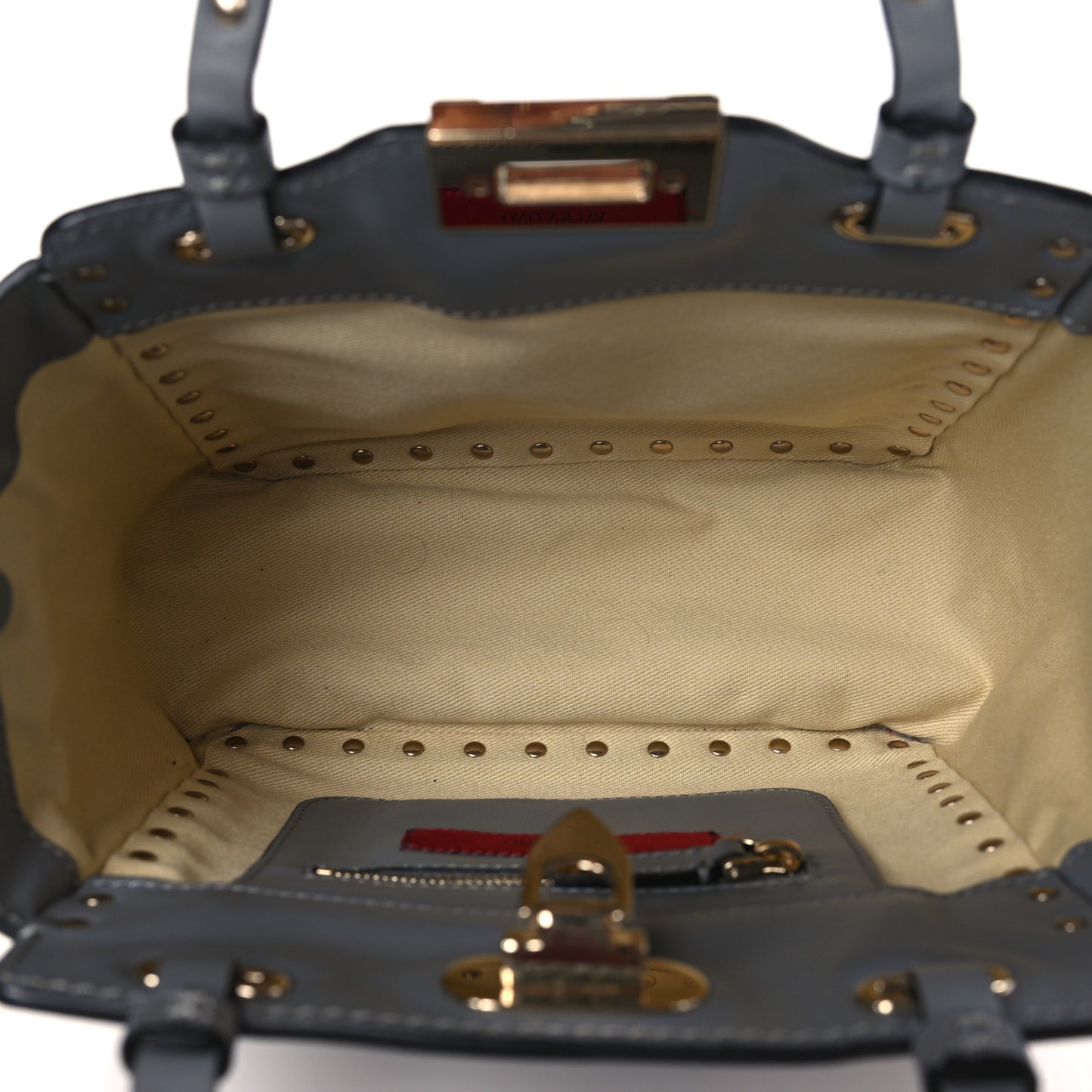 Vitello Mini Rockstud Tote Light Stone