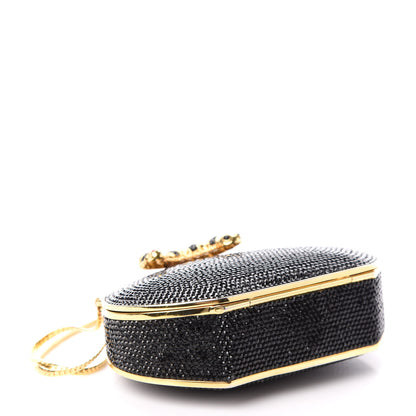 Judith Leiber Swarovski Crystal Minaudiere Caterpillar Clutch Black 4 of 9