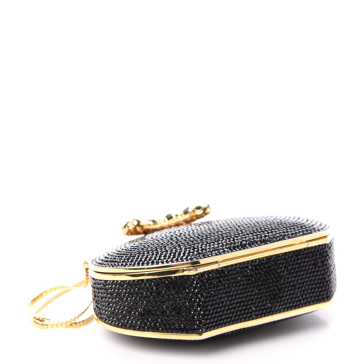 Swarovski Crystal Minaudiere Caterpillar Clutch Black