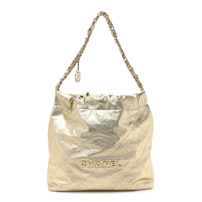 Chanel Metallic Calfskin Quilted Small Chanel 22 Light Gold 1 of 11