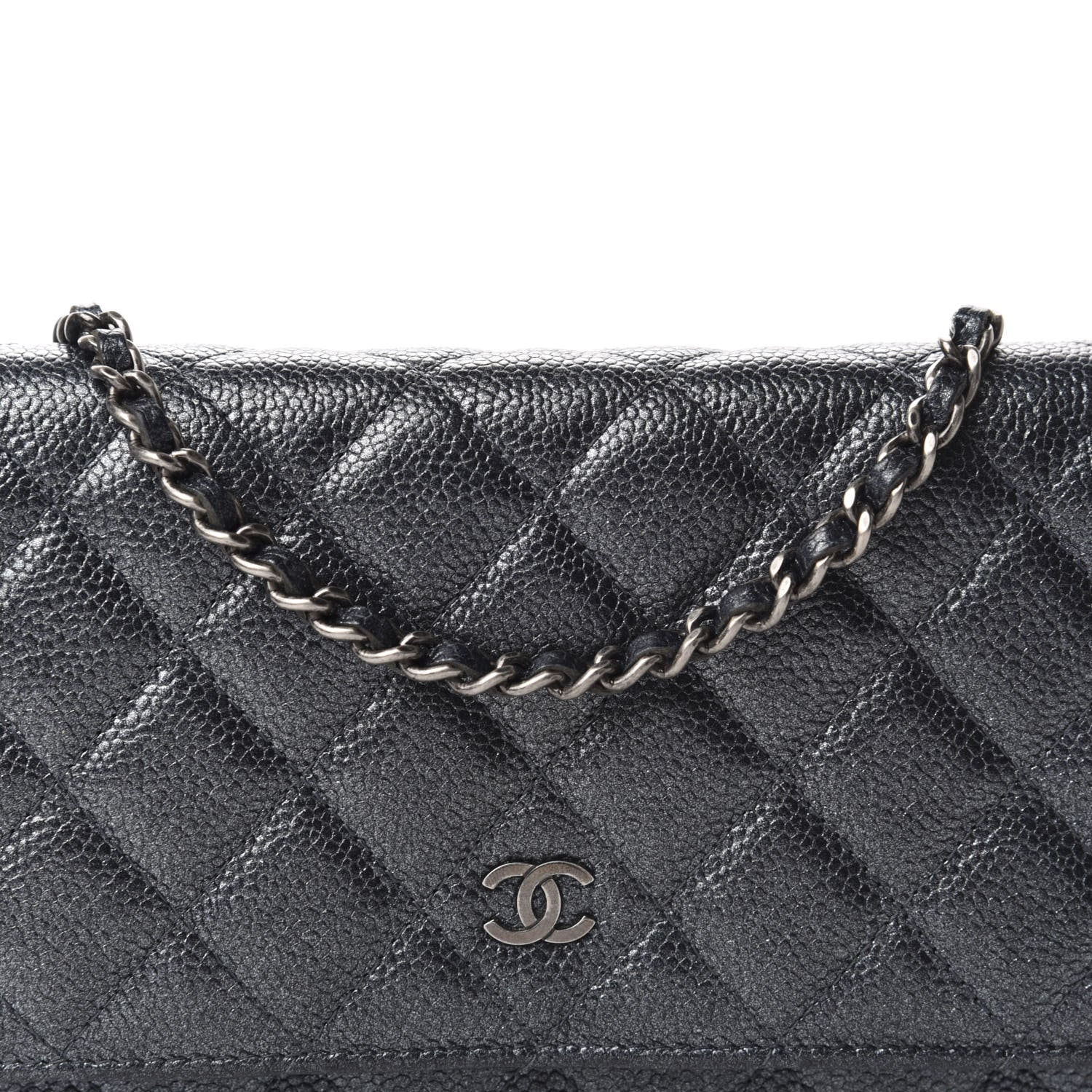 Chanel Iridescent Caviar Quilted Wallet On Chain WOC Black 11 of 12