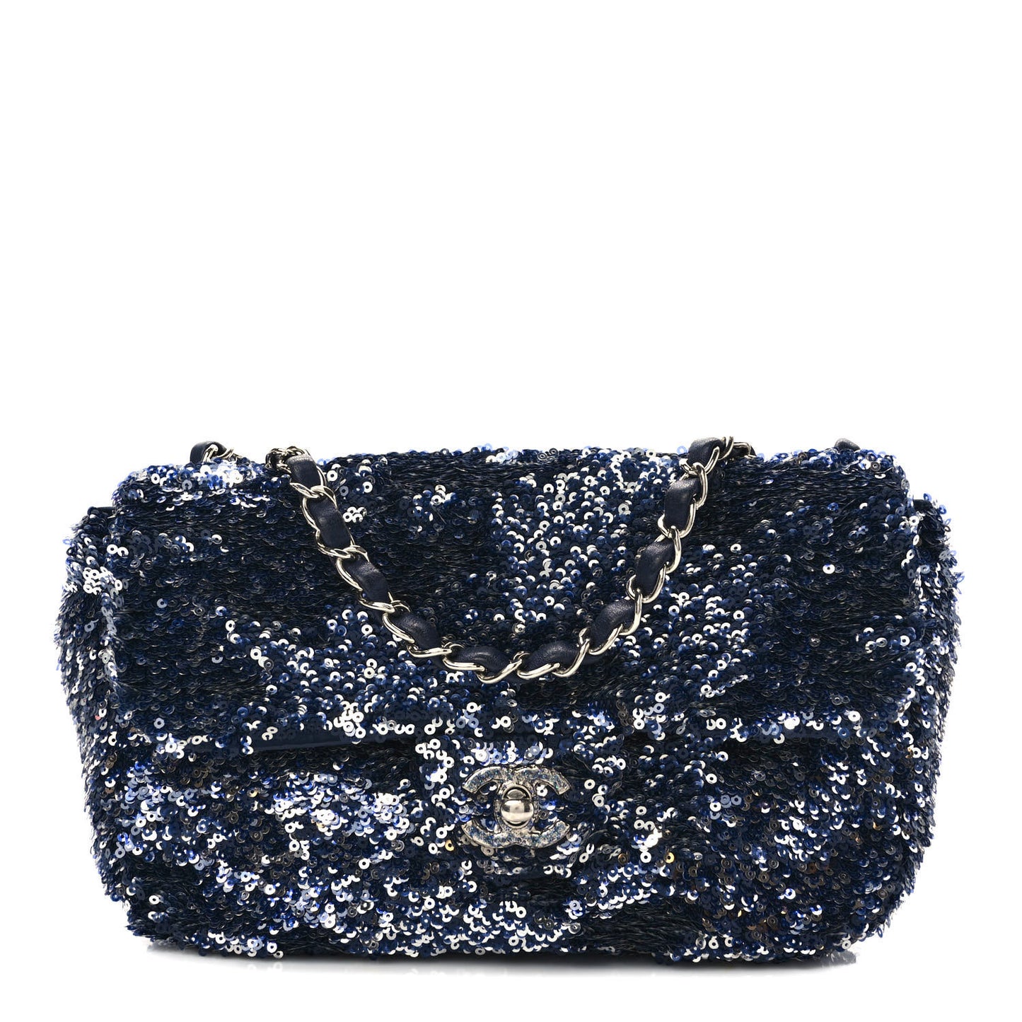 Sequin Medium Single Flap Blue