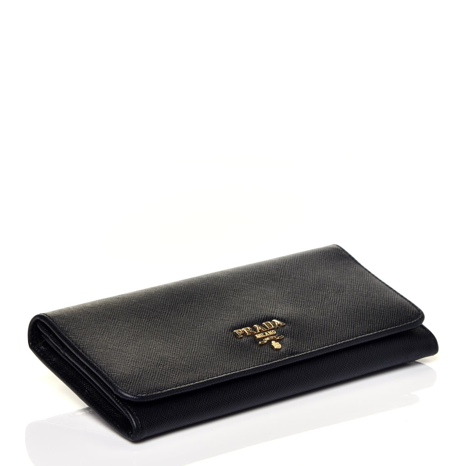 Prada Saffiano Metal Continental Flap Wallet Black 4 of 7