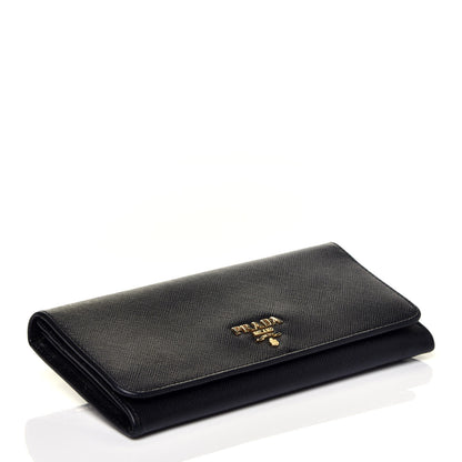Prada Saffiano Metal Continental Flap Wallet Black 4 of 7