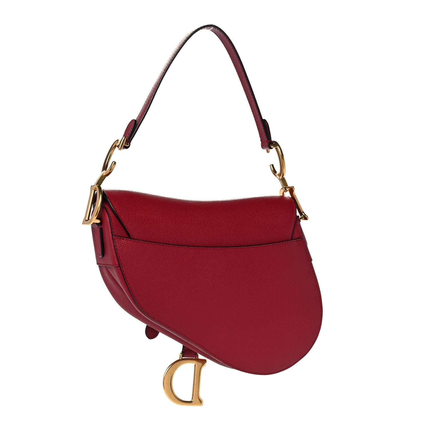 Christian Dior Grained Calfskin Saddle Bag Burgundy 2 of 12