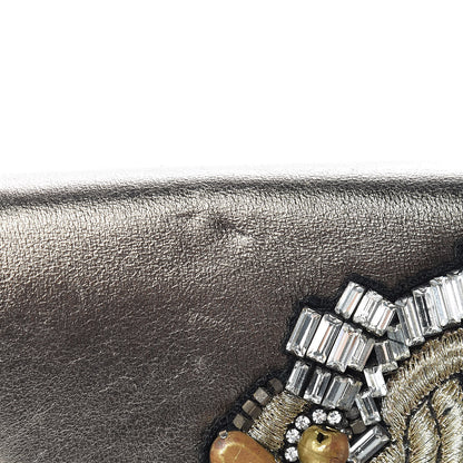 Gucci Metallic Calfskin Embellished Tassel Clutch Pewter 9 of 9
