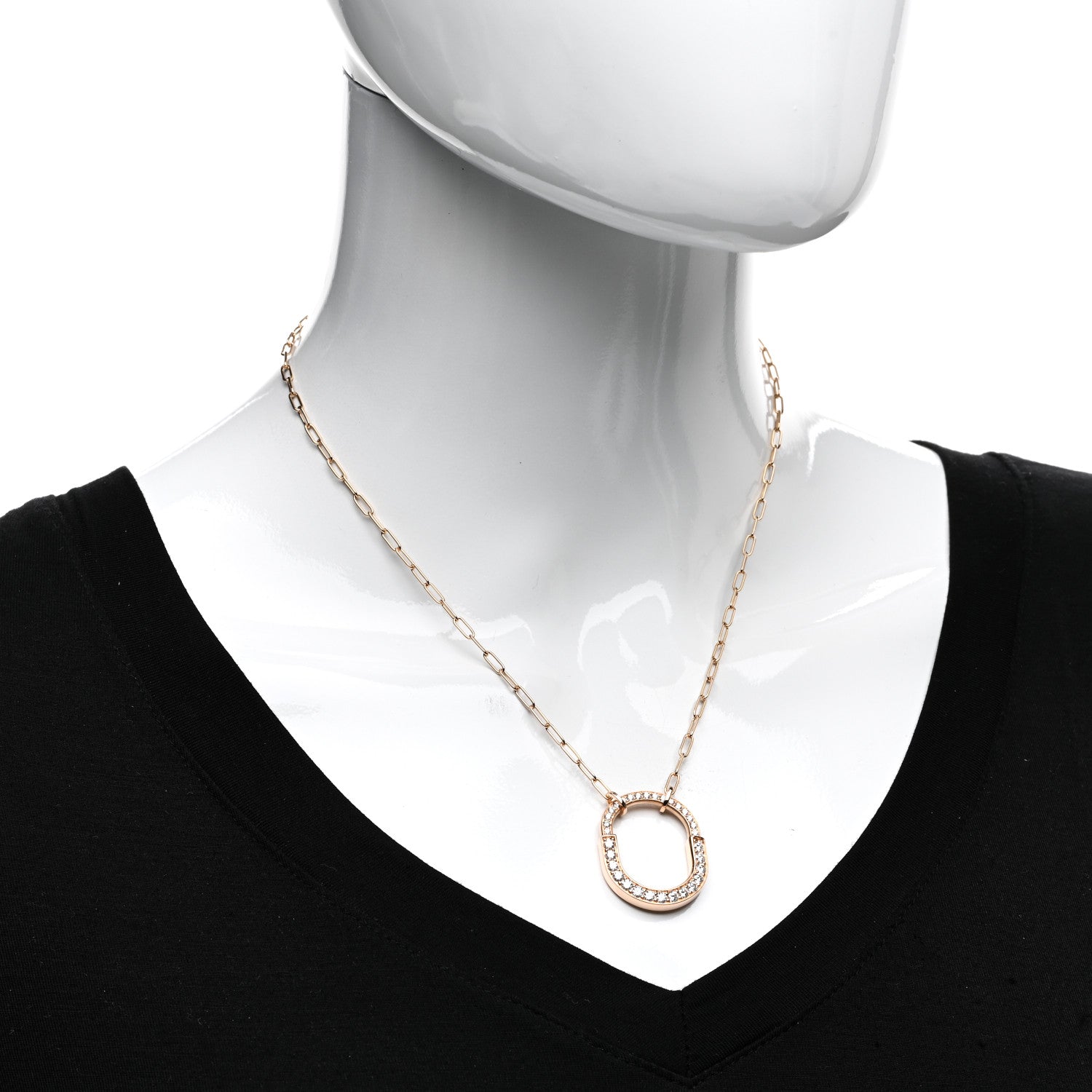 Tiffany 18K Rose Gold Diamond Medium Lock Pave Pendant Necklace 2 of 5