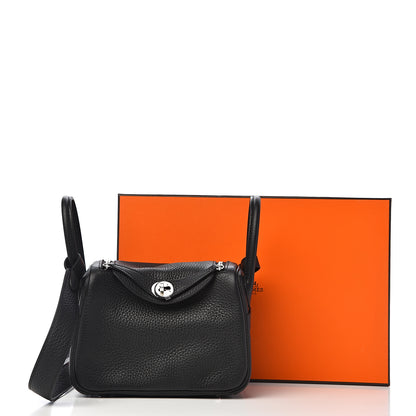 Hermes Taurillon Clemence Mini Lindy 20 Black 10 of 10