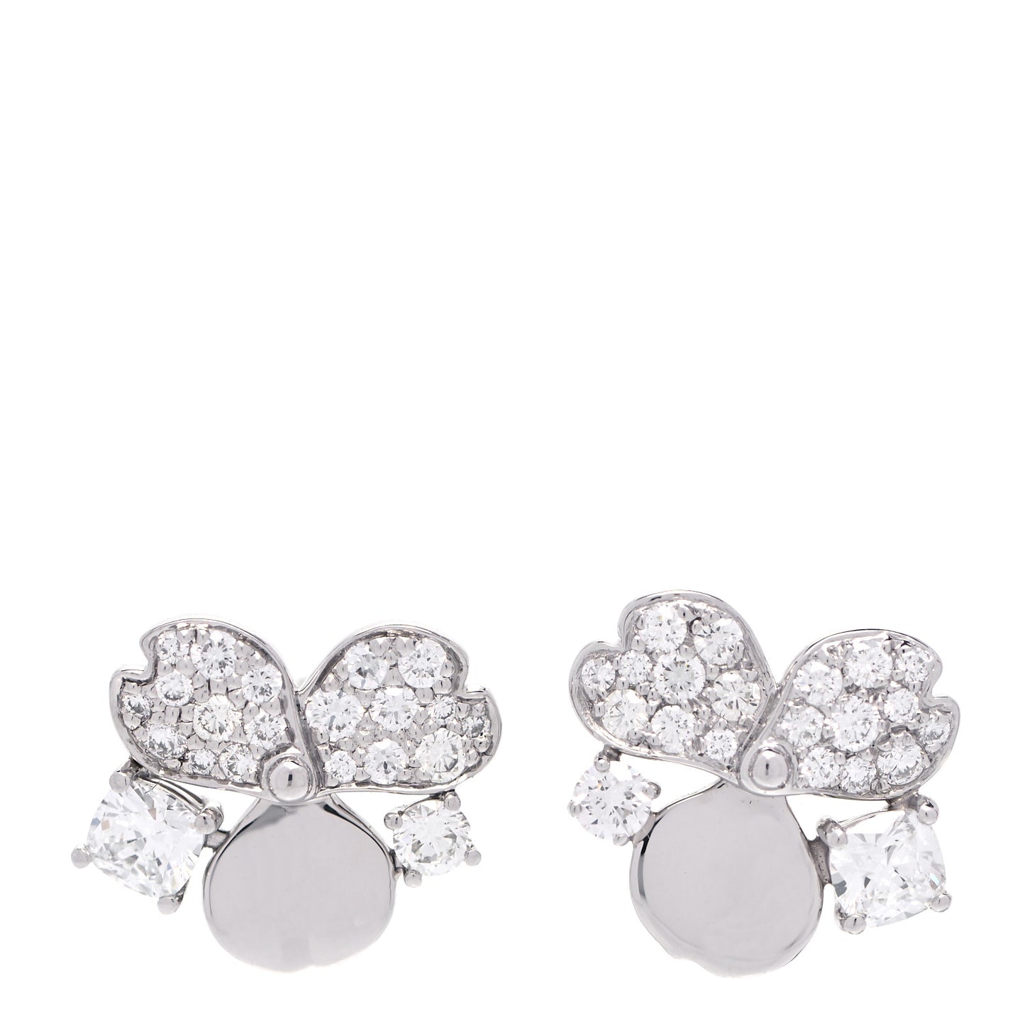 Platinum Diamond Paper Flowers Cluster Earrings