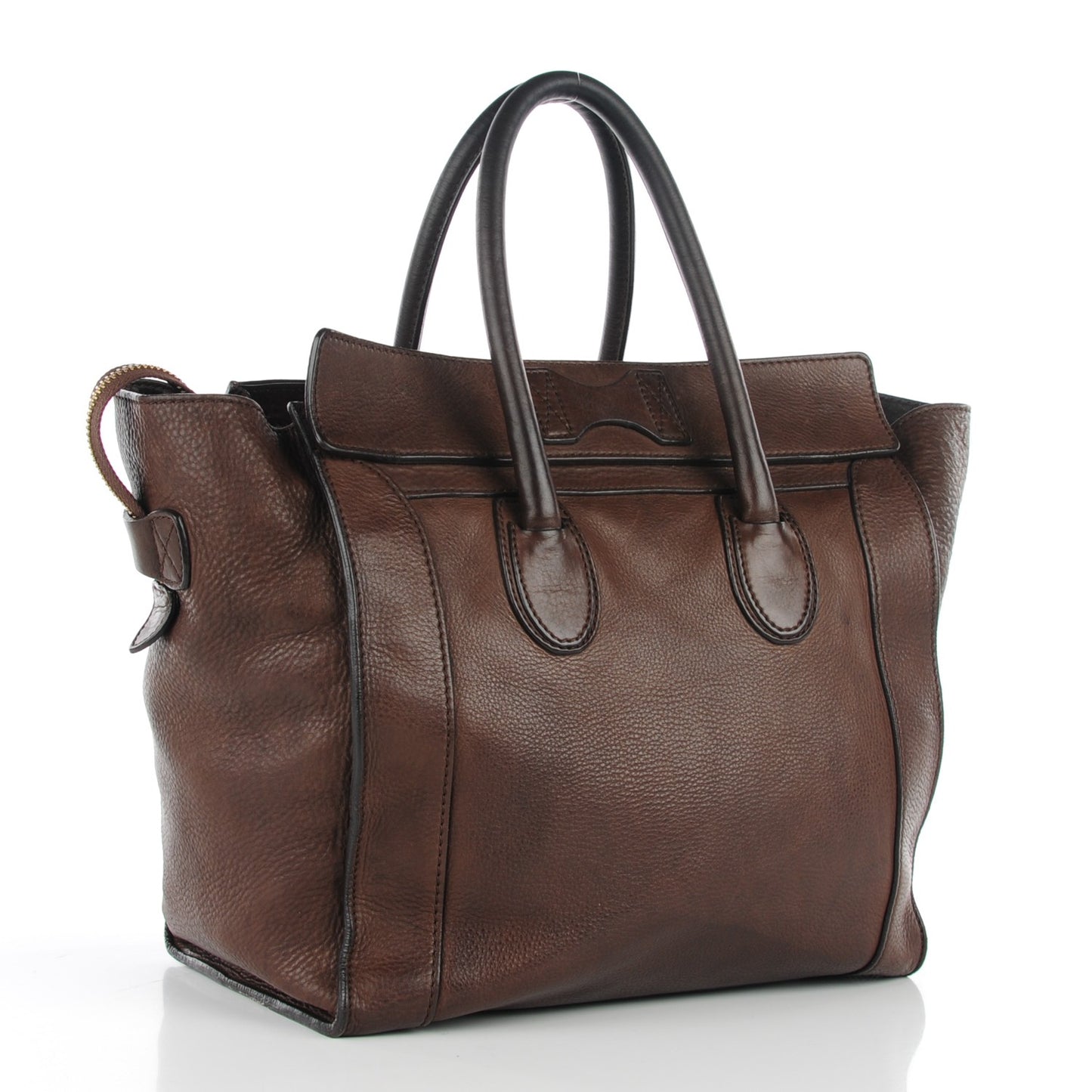 Pebbled Calfskin Mini Luggage Dark Brown