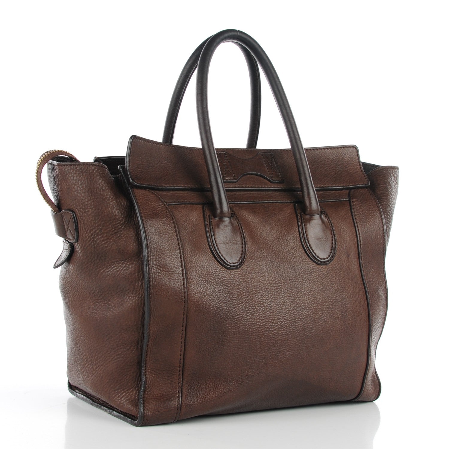 Celine Pebbled Calfskin Mini Luggage Dark Brown 3 of 10
