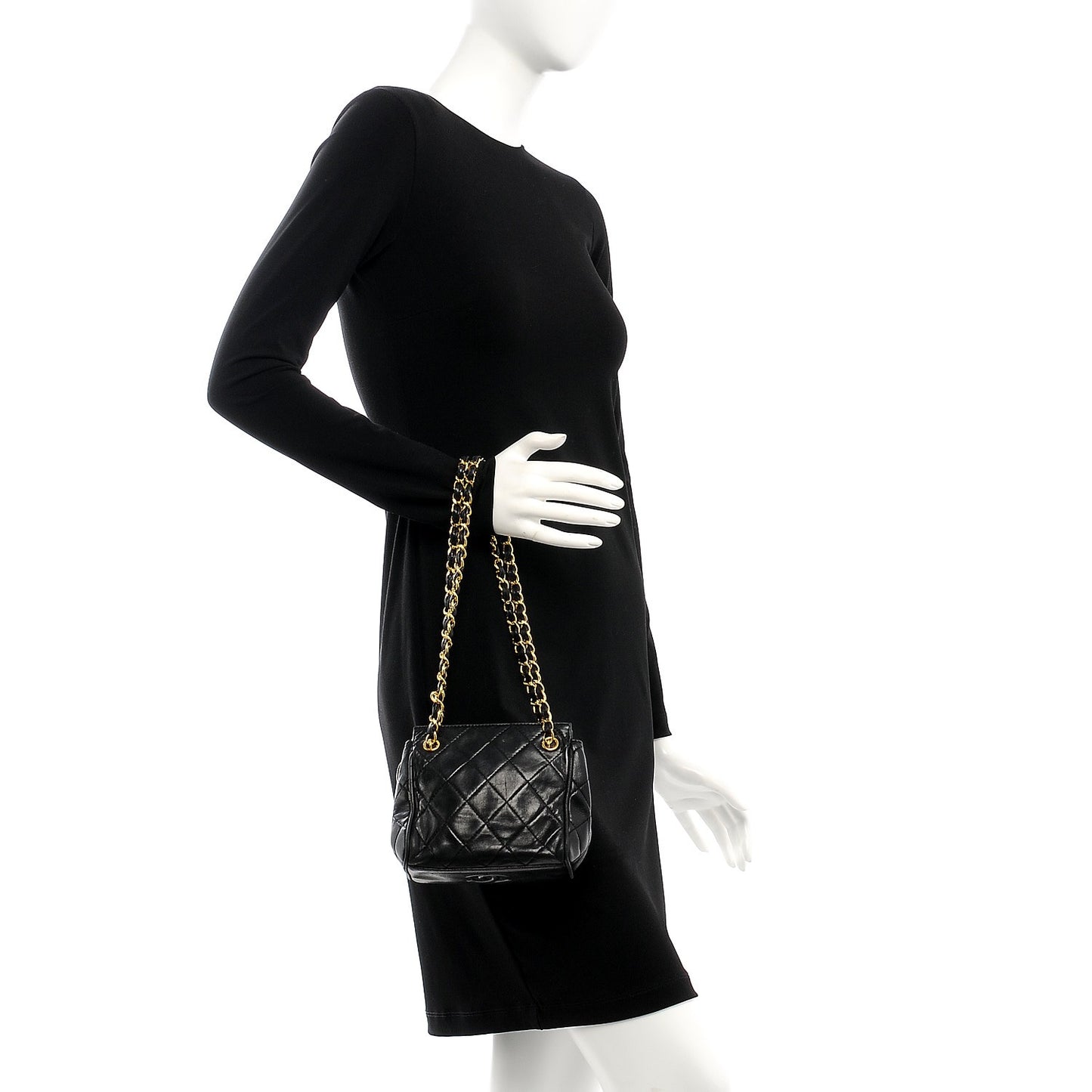 Lambskin Quilted Small Shoulder Bag Black