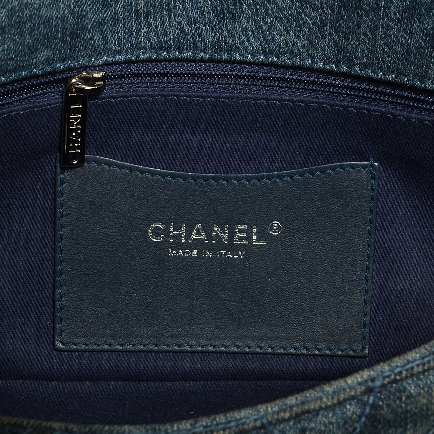 Chanel Denim Camellia Embroidered Flap Dark Blue 6 of 8