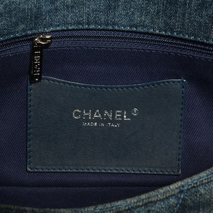 Chanel Denim Camellia Embroidered Flap Dark Blue 6 of 8