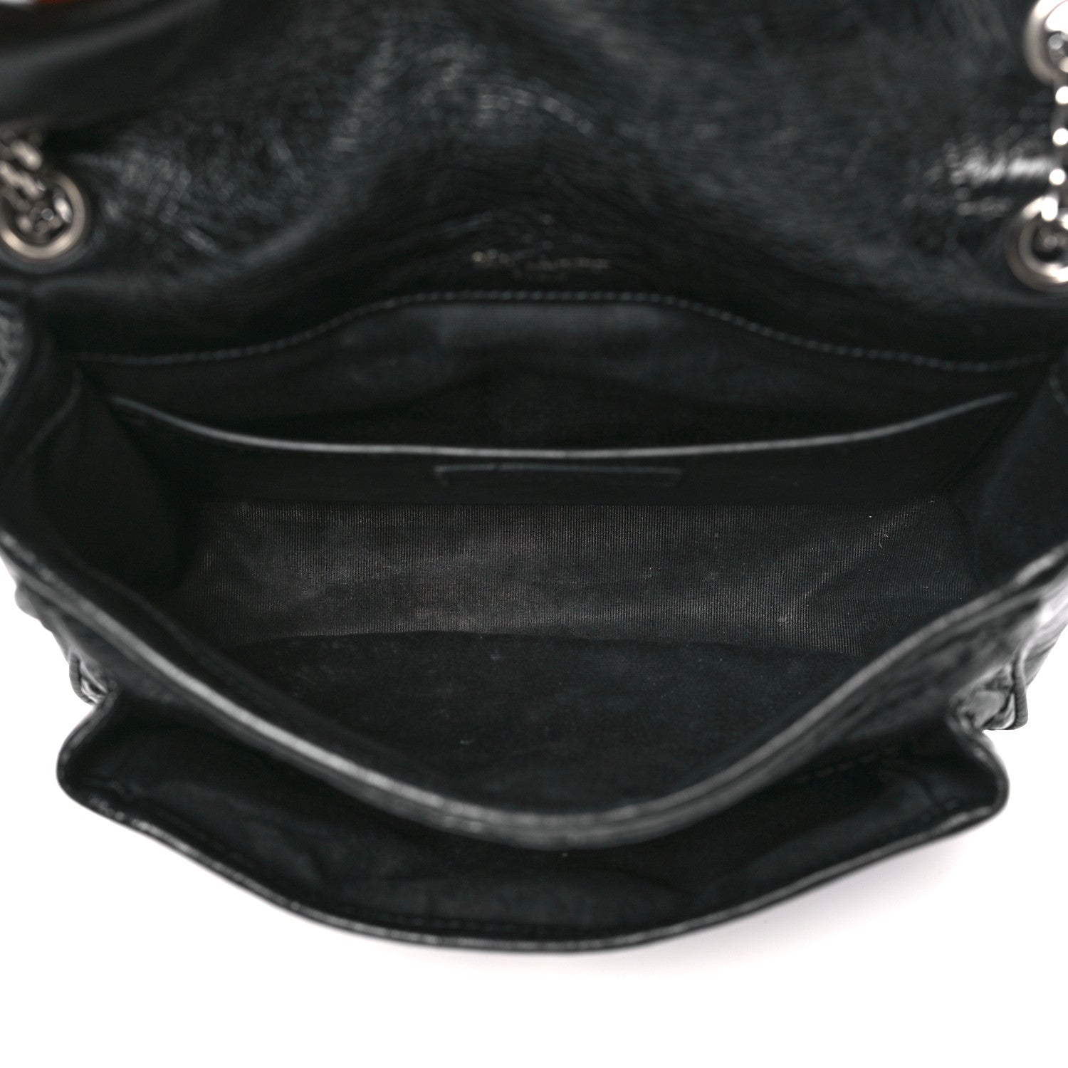 Saint Laurent SAINT LAURENT Crinkled Calfskin Matelasse Monogram Baby Niki Chain Satchel Black 5 of 8