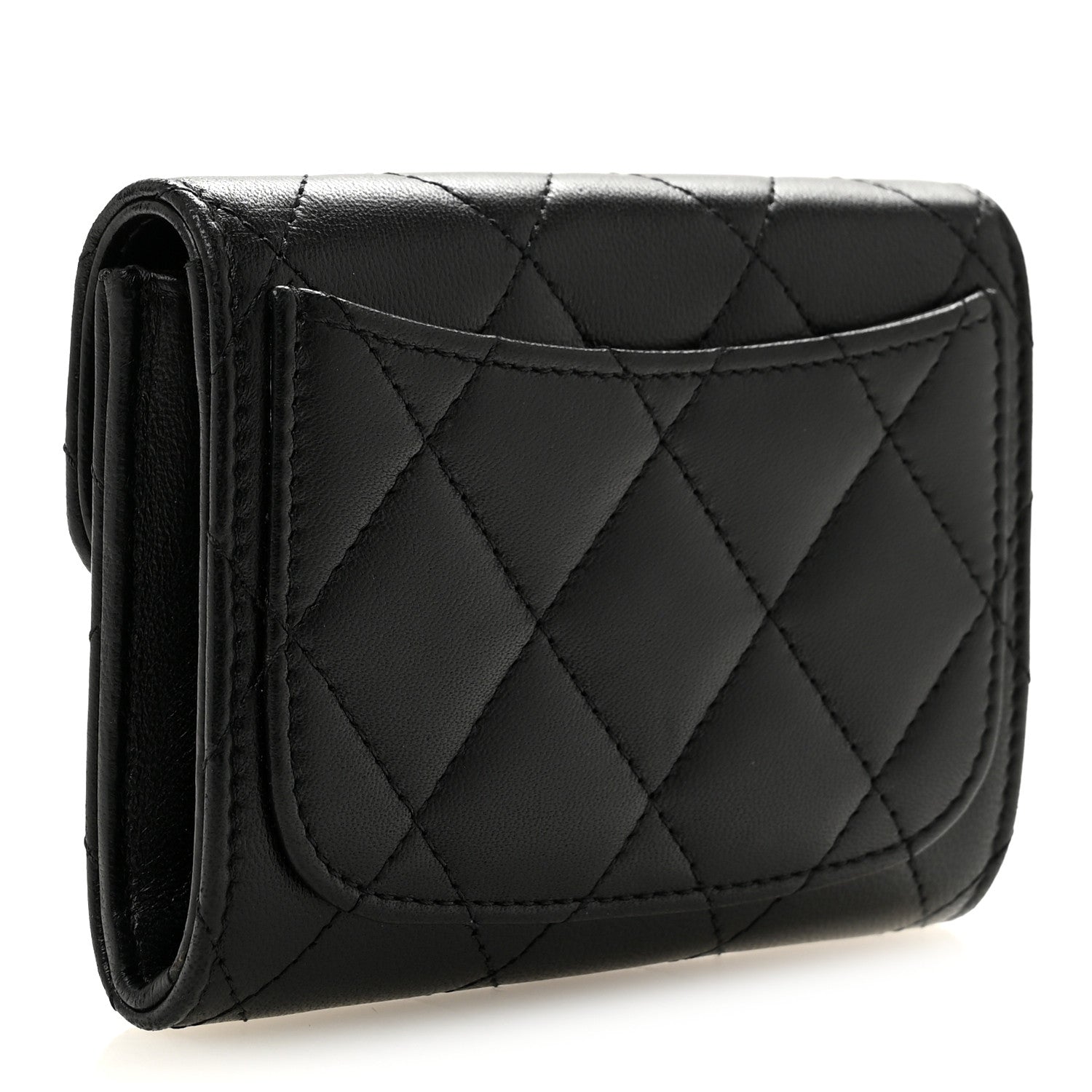 Chanel Lambskin Quilted Flap Card Holder Wallet Black 3 of 11