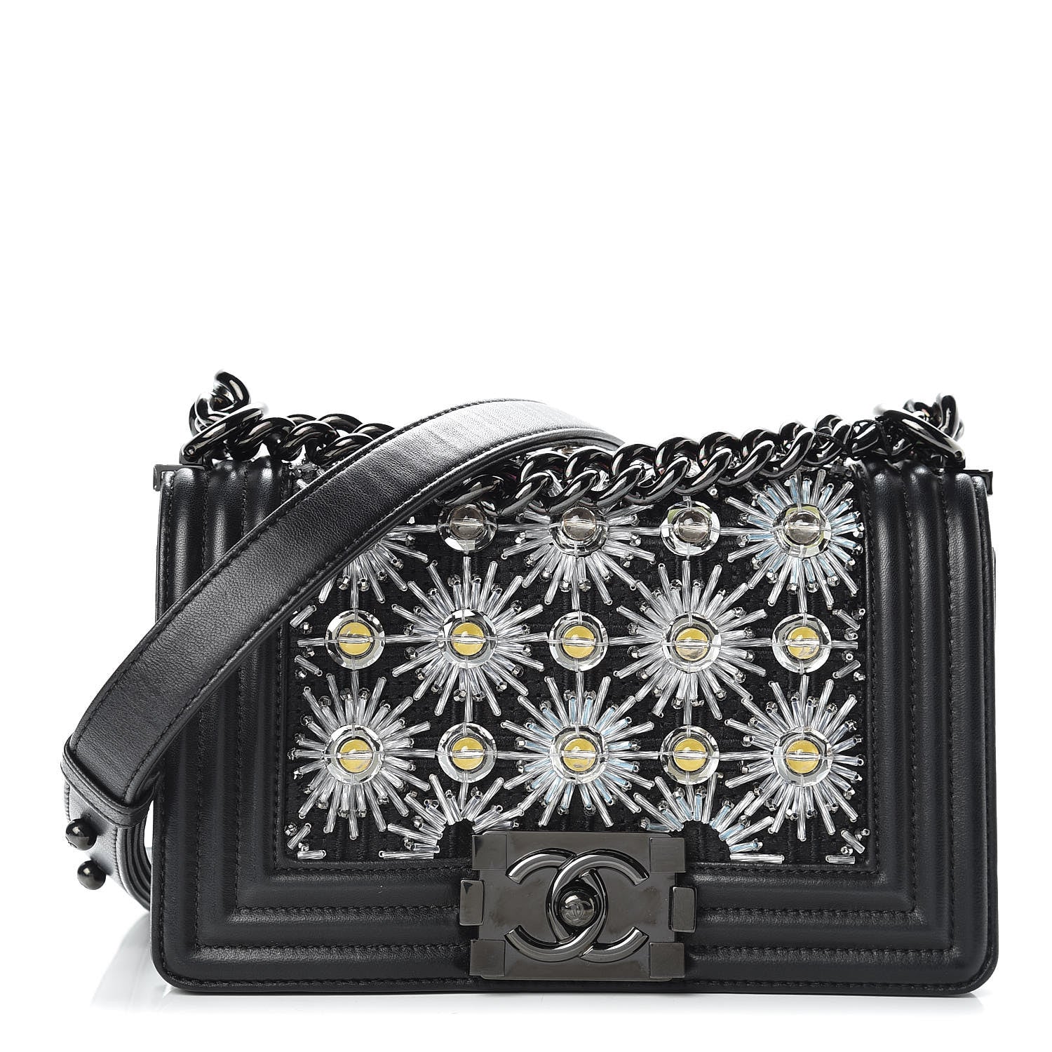 Chanel Lambskin Satin LED Metal Small Boy Flap Black 1 of 19