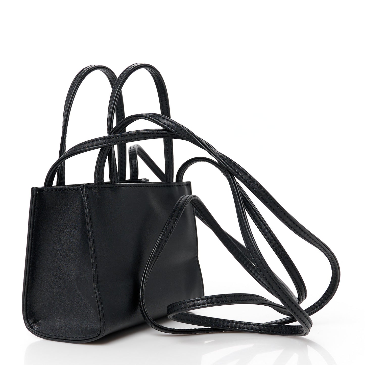 Vegan Leather Small Shopping Bag Black