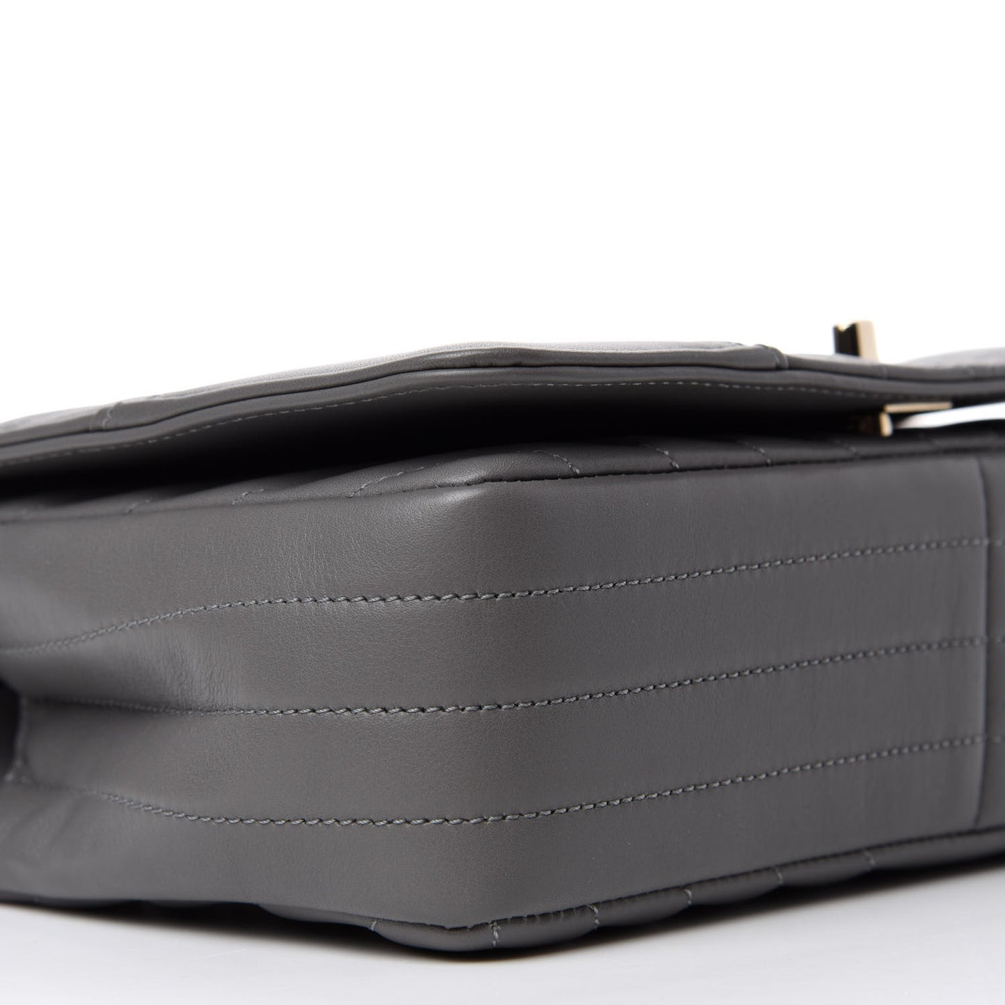 Calfskin Chevron Quilted Mini Statement Flap Grey