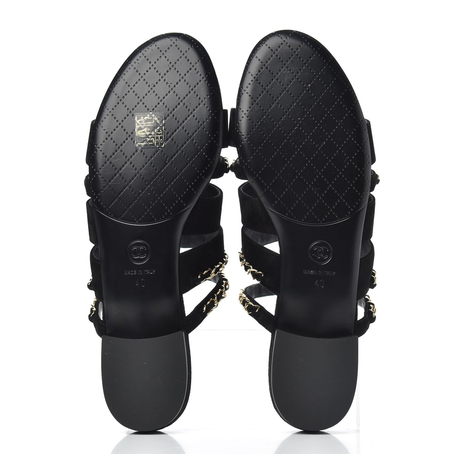 Chanel Suede Chain Mule Sandals 40 Black 5 of 9