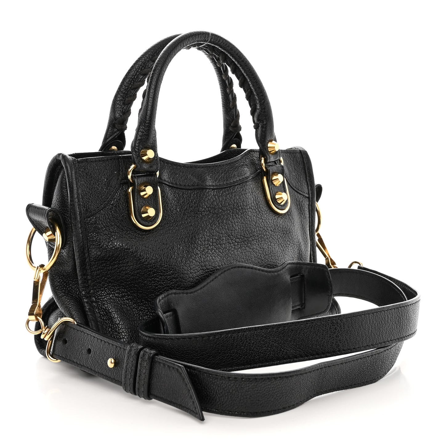 Chevre Gold Metallic Edge Hardware Mini City Black