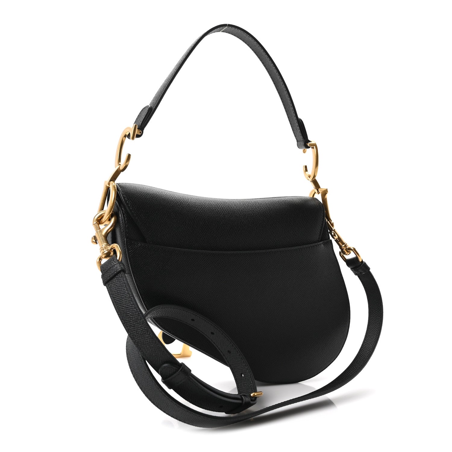 Christian Dior Grained Calfskin Saddle Bag With Strap Black 3 of 11