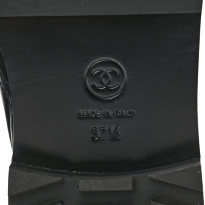 Chanel Crackled Calfskin Velvet Pearl Combat Short Boots 37.5 Black 6 of 8