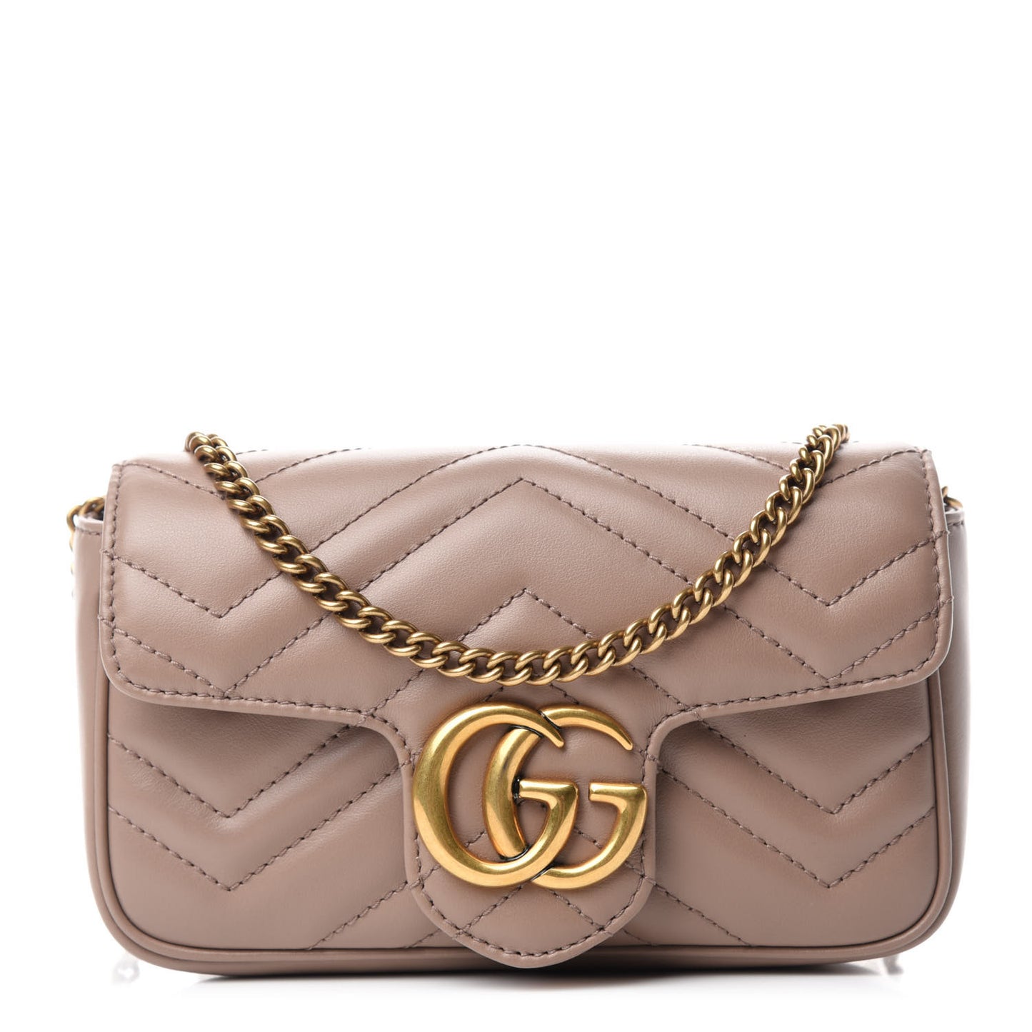 Calfskin Matelasse Super Mini GG Marmont Shoulder Bag Porcelain Rose