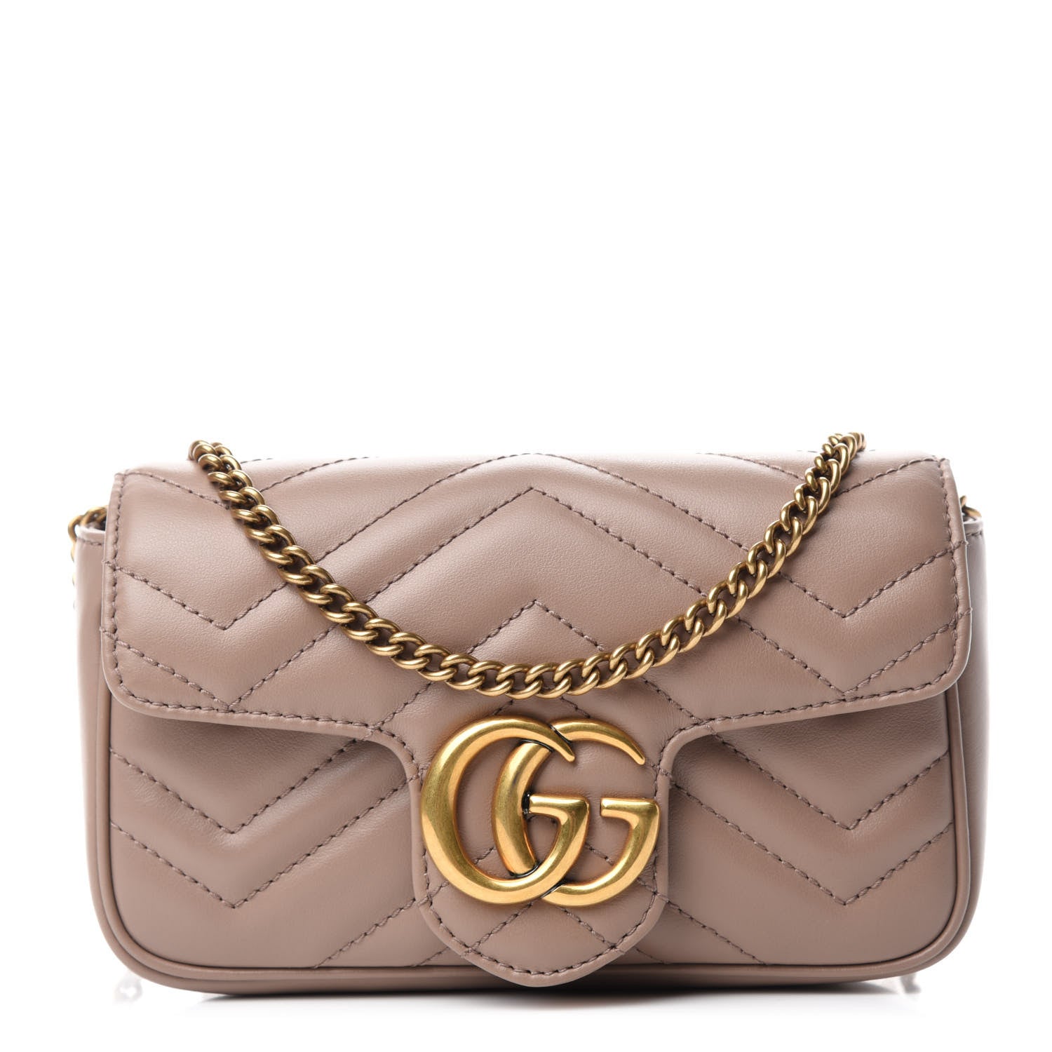 Gucci Calfskin Matelasse Super Mini GG Marmont Shoulder Bag Porcelain Rose 1 of 11