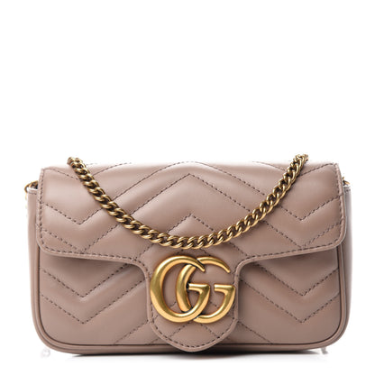 Gucci Calfskin Matelasse Super Mini GG Marmont Shoulder Bag Porcelain Rose 1 of 11