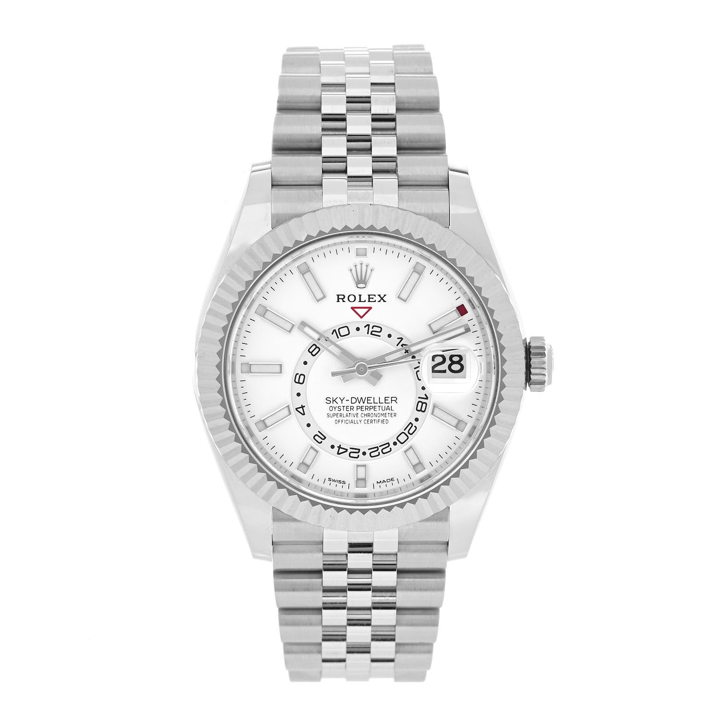 18K White Gold Stainless Steel 42mm Oyster Perpetual Sky-Dweller Watch White 326934