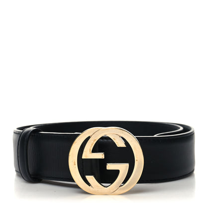 Gucci Calfskin Interlocking G 37mm Belt 75 30 Black 1 of 5