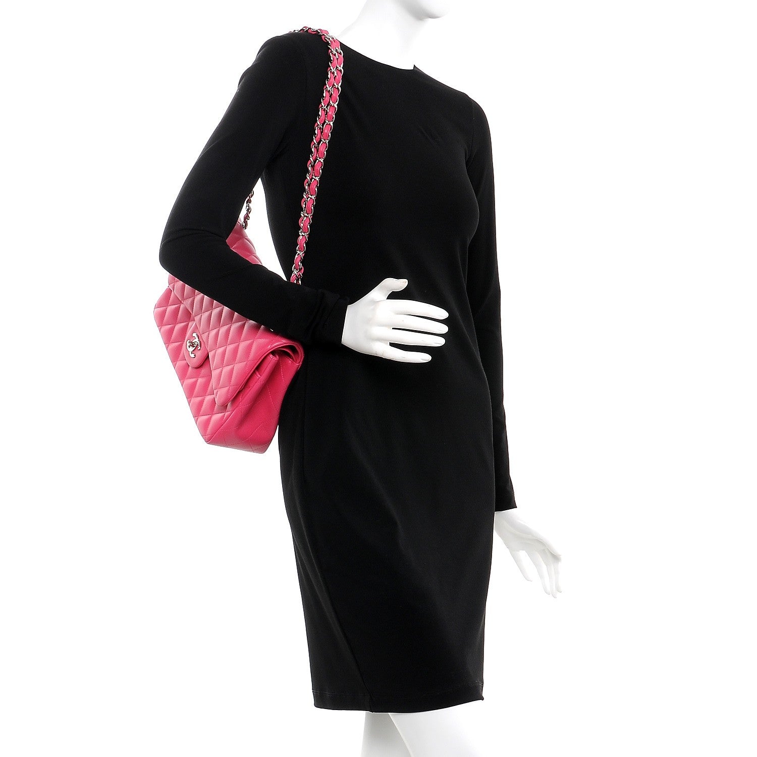 Chanel Lambskin Quilted Jumbo Double Flap Dark Pink 3 of 14
