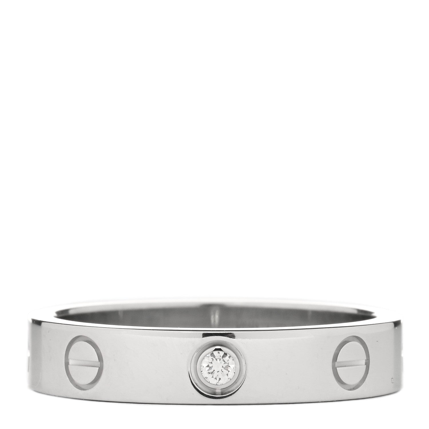 Cartier 18K White Gold Diamond 4mm LOVE Wedding Band Ring 54 7 1 of 3